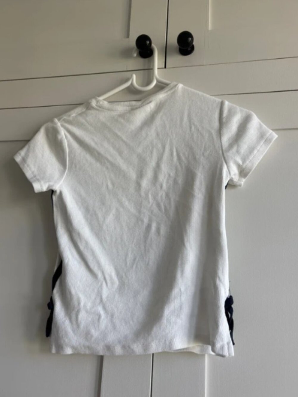 Zara white & navy baby tee with slit & bow detail 🎀 - Picture 5 of 5